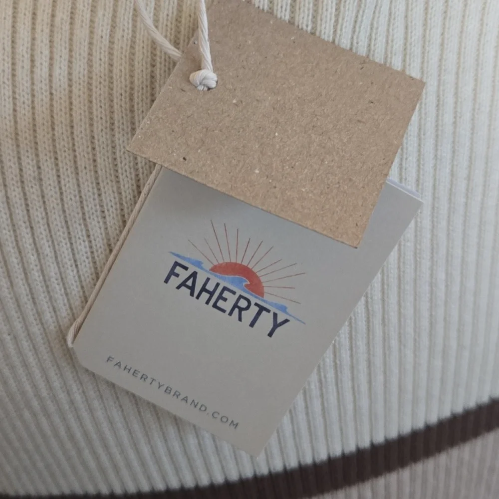 NEW Faherty Mikki Polo Long Sleeve Ribbed Pullover Retro Fall Stripe - L - Picture 7 of 11